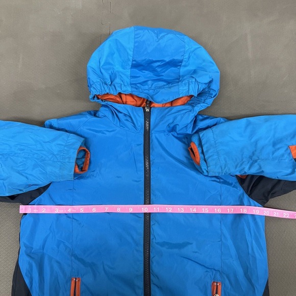 Lands End Medium Weight Hooded Boys Jacket Size M 10-12 Blue & Orange FS Charity - Picture 3 of 10